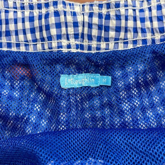 J. McLaughlin picnic plaid crab embroidered nautical pull on lined swim trunks M - Picture 6 of 7